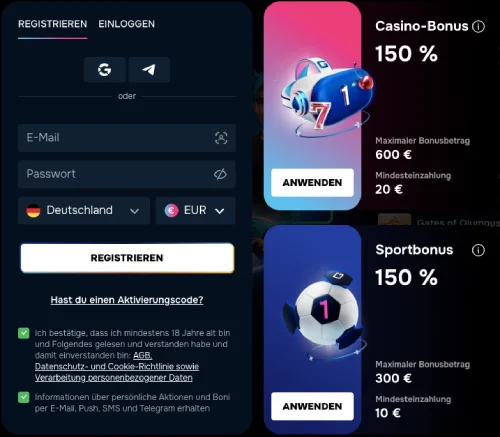 Gizbo registrieren